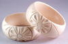 LG9 ivory thermoset flower carved bangle